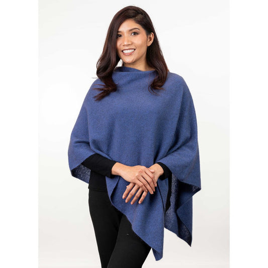 Koru Merino - Possum Two Way Poncho (KO798)Periwinkle