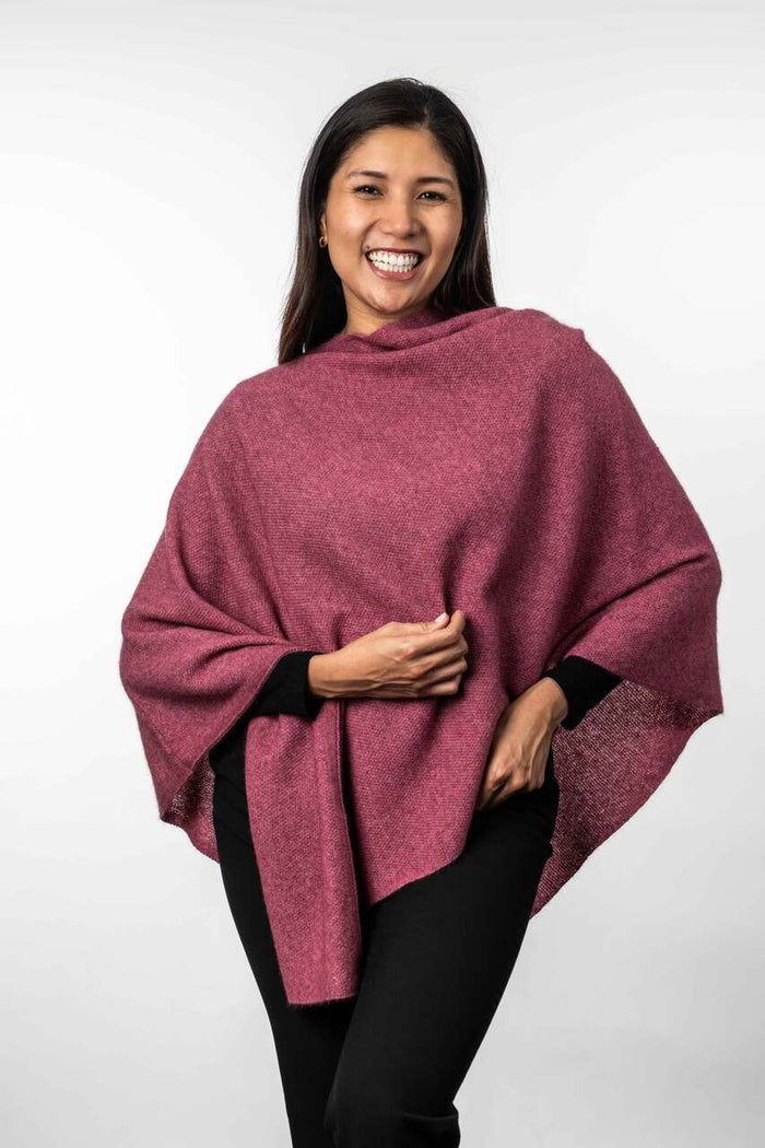 Koru Merino - Possum Two Way Poncho (KO798)Rose