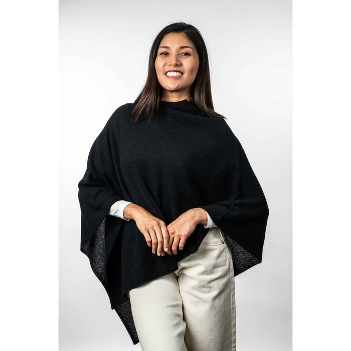 Koru Merino - Possum Two Way Poncho (KO798)Black