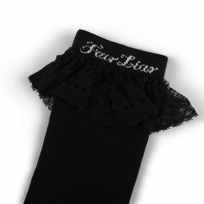 Lace Logo Knee Socks (Black)
