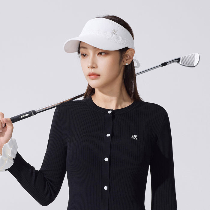 Lace Scallop Ribbon visor (White)