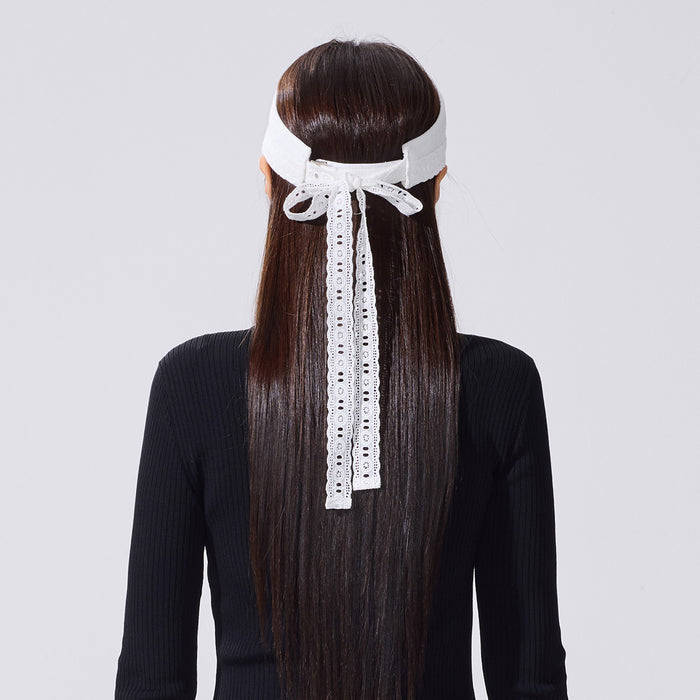 Lace Scallop Ribbon visor (White)