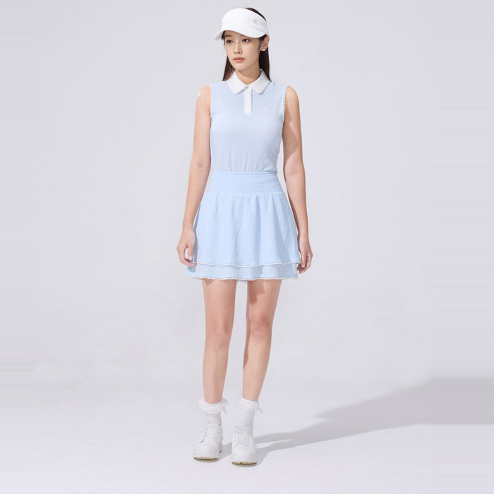 Lace Scallop Ribbon visor (White)