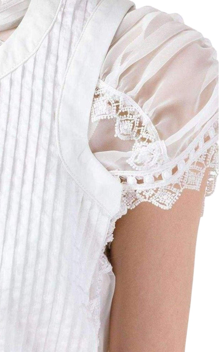 Sacai Lace Trim White Seersucker Dress - Runway Catalog