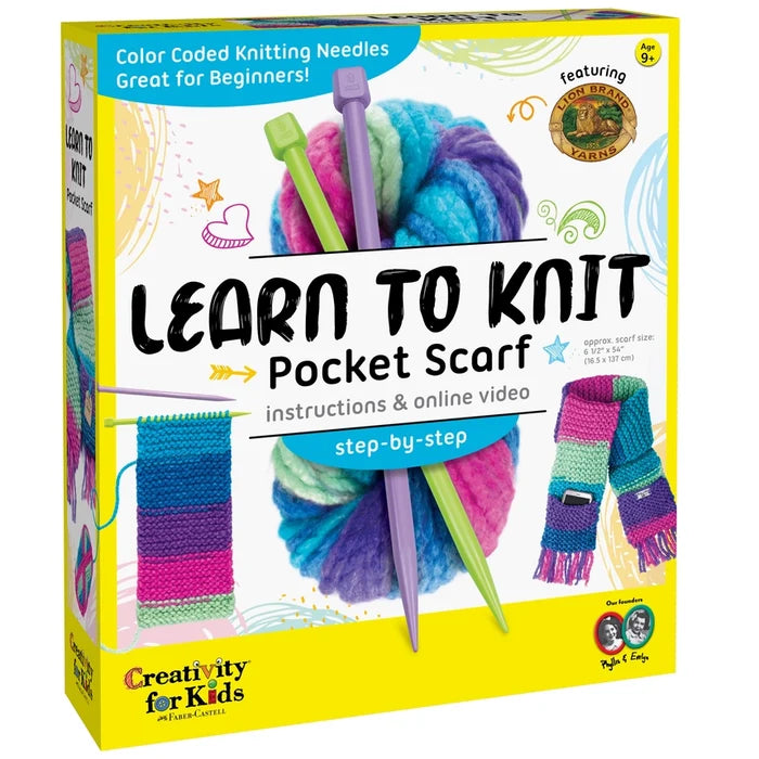 Learn To Knit A Pocket Scarf Kit