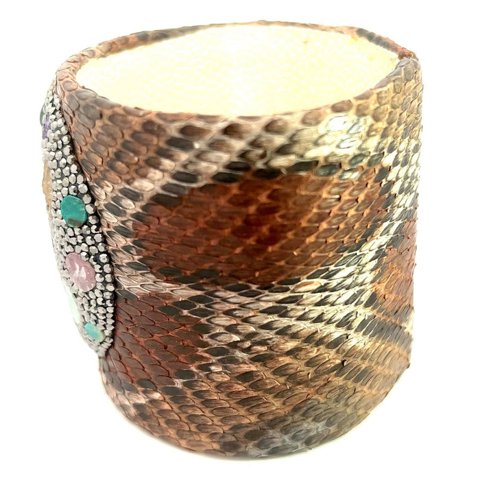 Style the Leather and Gemstone Cuff Bracelet exclusively at Born To Glam