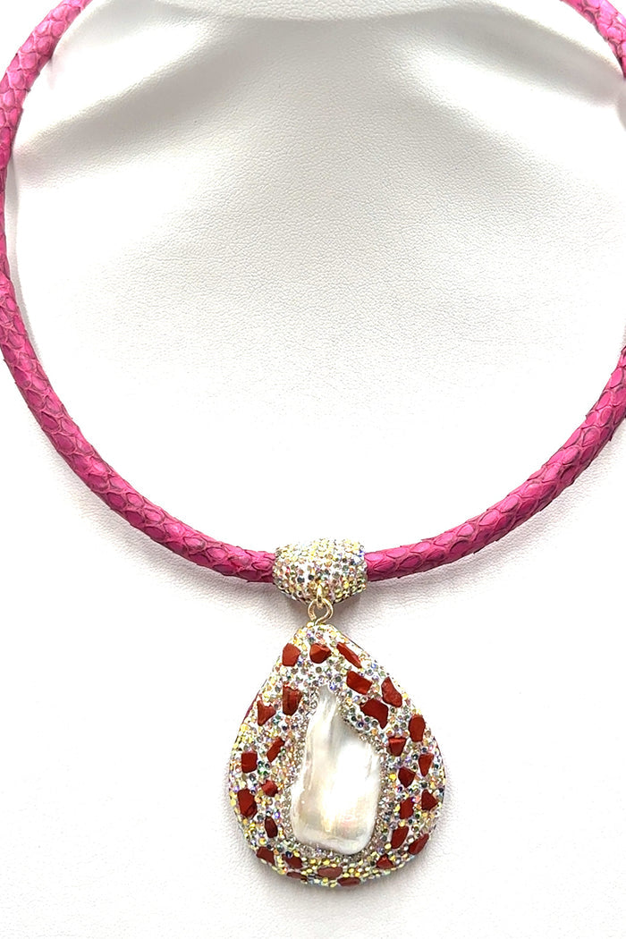 Style the Leather & Gemstone Pendant Necklace exclusively at Born To Glam