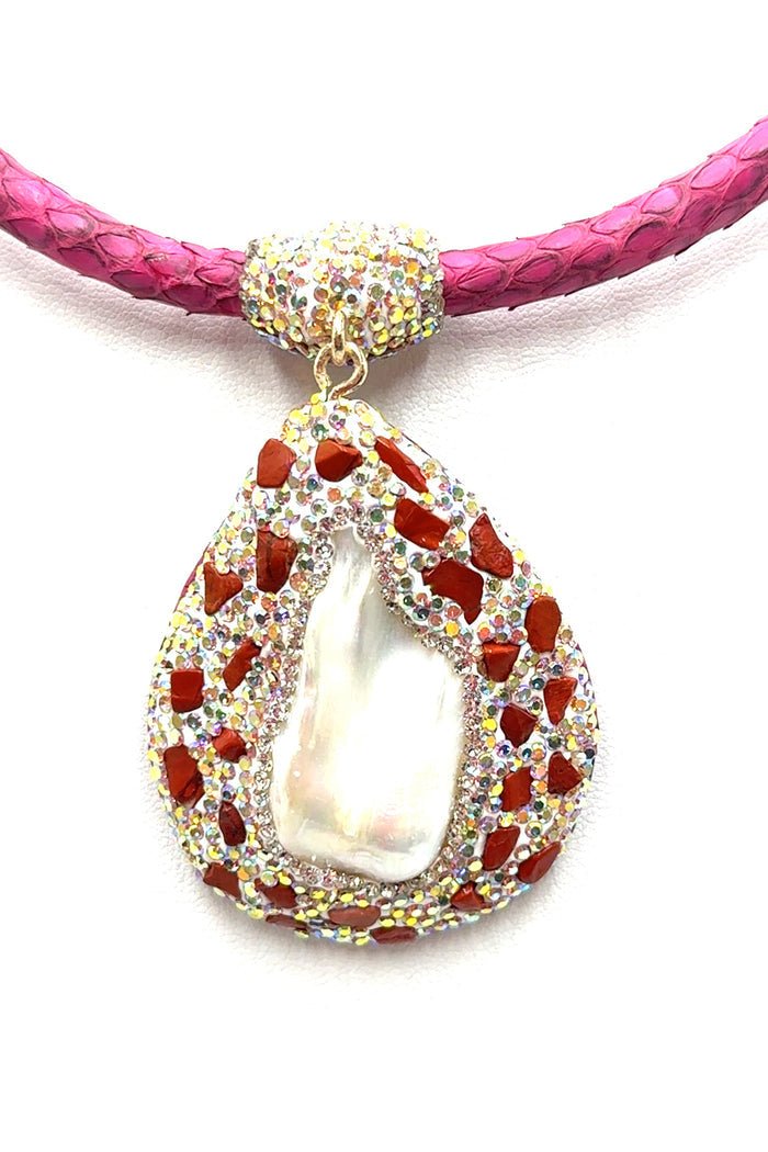 Style the Leather & Gemstone Pendant Necklace exclusively at Born To Glam