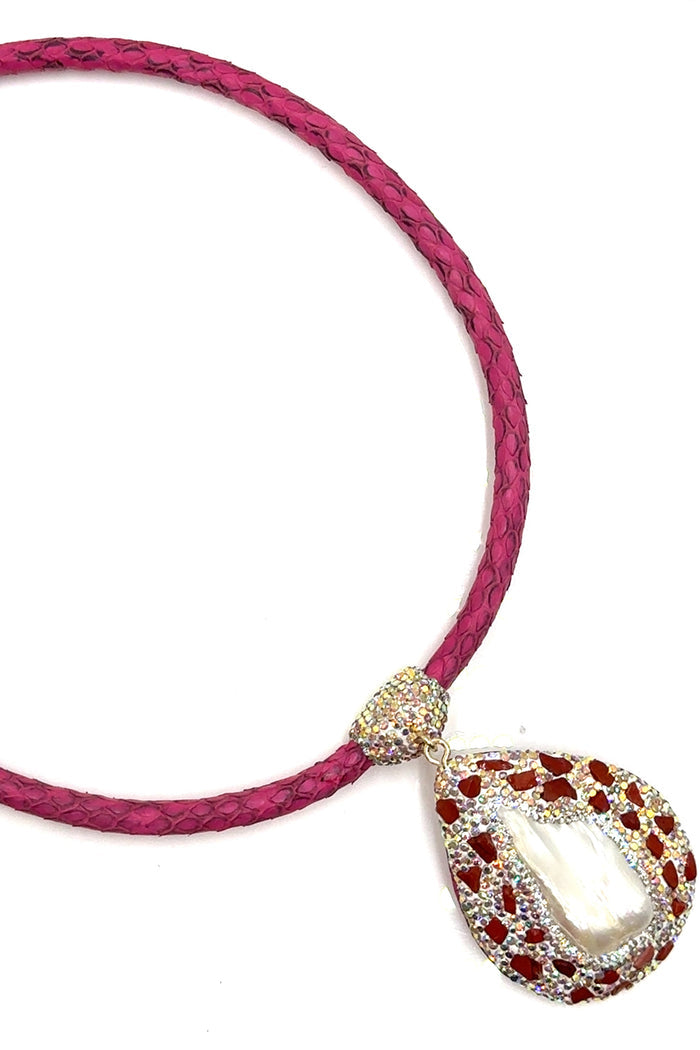 Style the Leather & Gemstone Pendant Necklace exclusively at Born To Glam