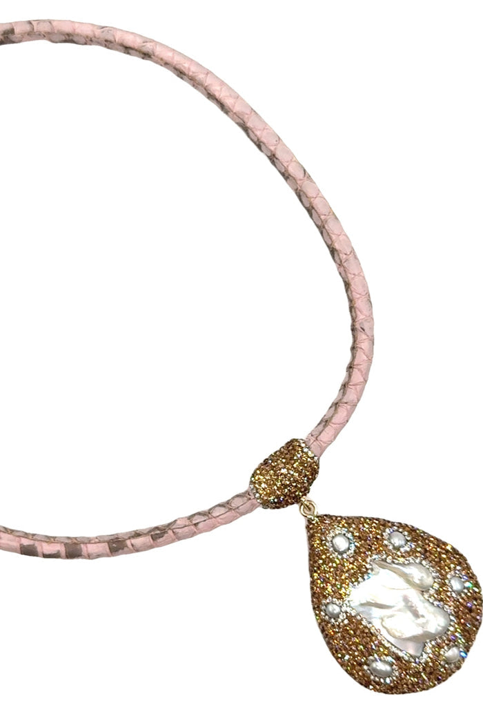 Style the Leather & Gemstone Pendant Necklace exclusively at Born To Glam