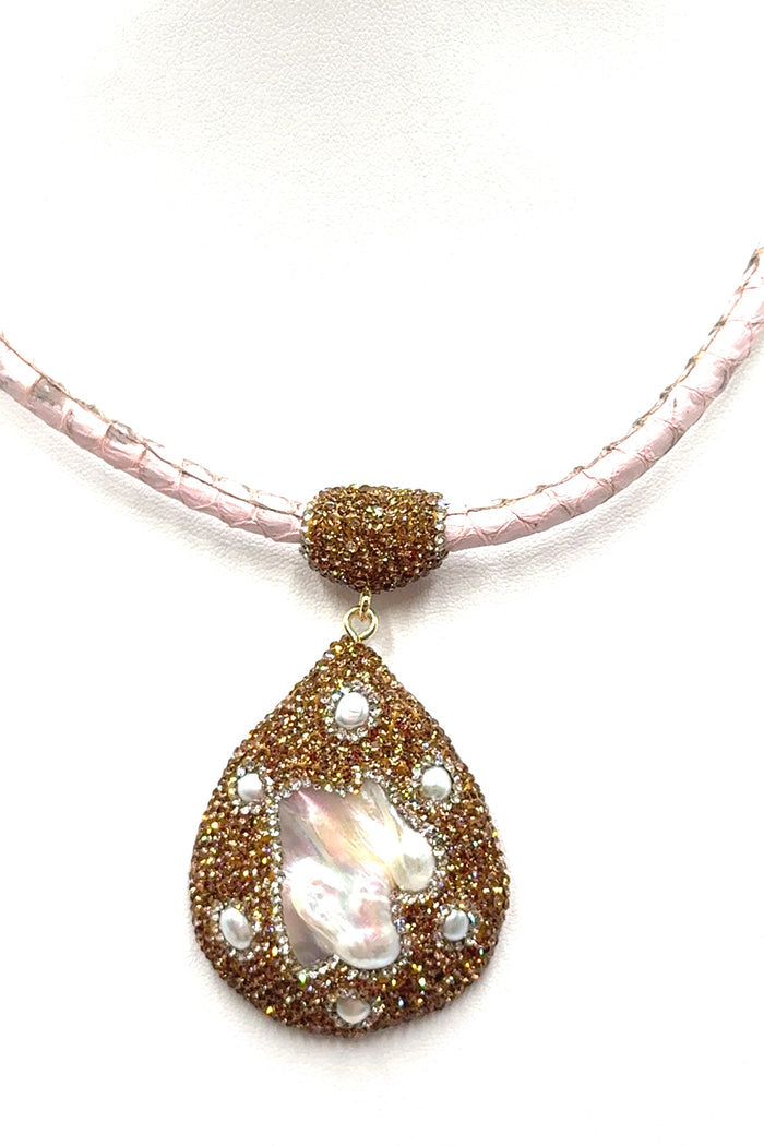 Style the Leather & Gemstone Pendant Necklace exclusively at Born To Glam