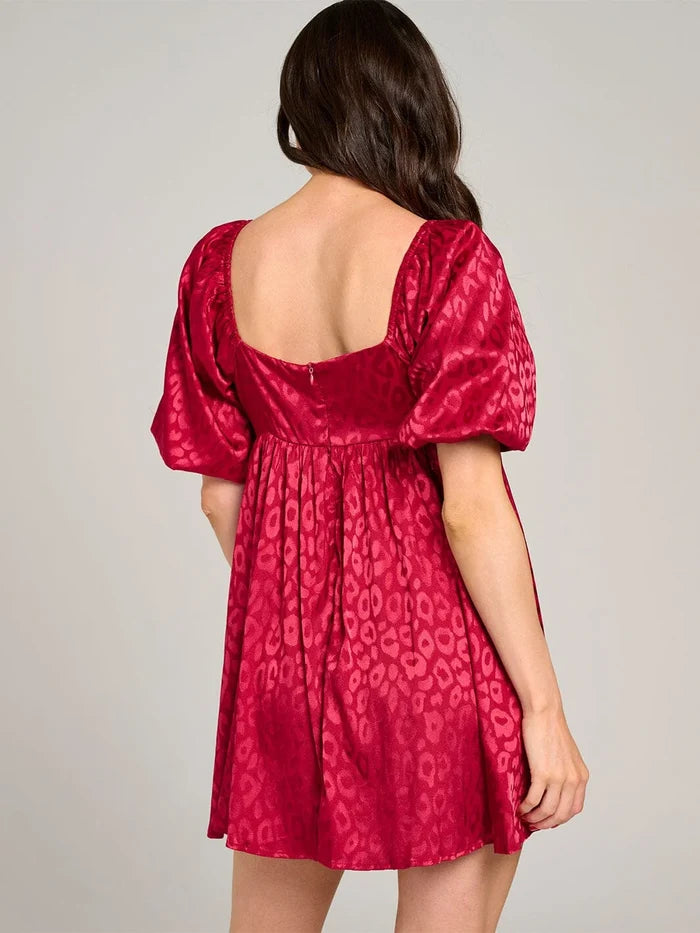 Leopard Jacquard Babydoll Dress Red-Cute-Trendy-Shop-Womens-Boutique-Clothing-Store