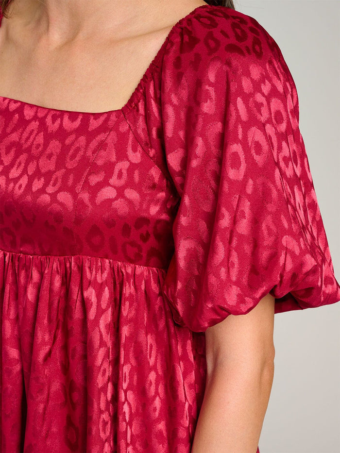 Leopard Jacquard Babydoll Dress Red-Cute-Trendy-Shop-Womens-Boutique-Clothing-Store