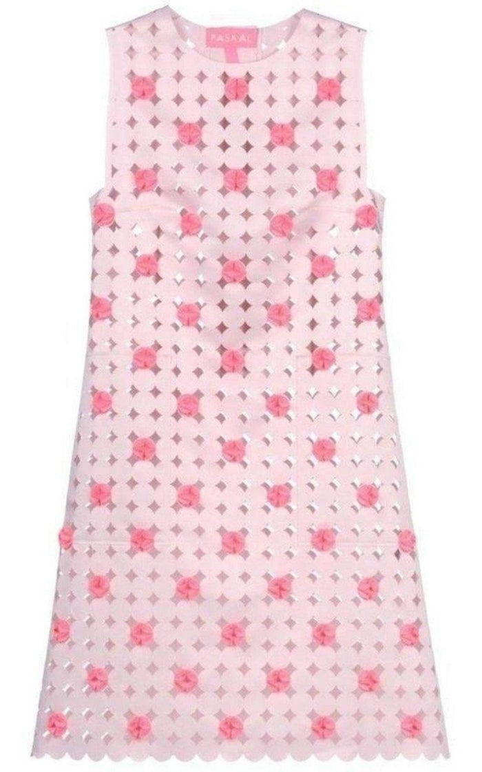 Paskal Light Pink Laser Cut Short Dress - Runway Catalog