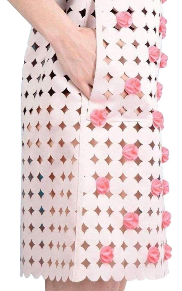 Paskal Light Pink Laser Cut Short Dress - Runway Catalog