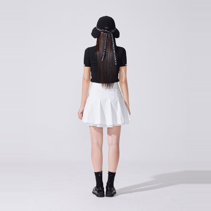 Logo Jacquard Pleated Skort (White)