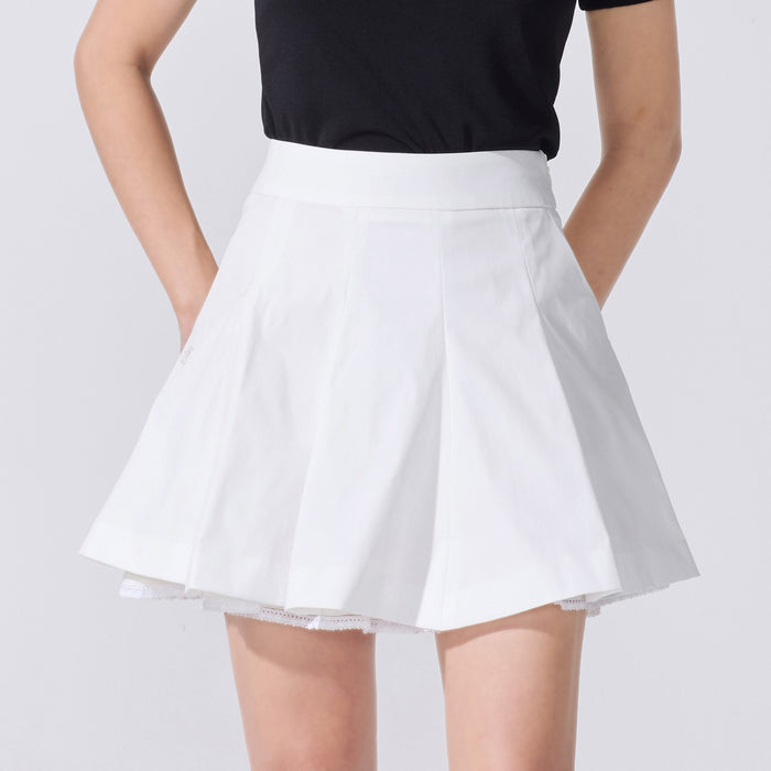Logo Jacquard Pleated Skort (White)