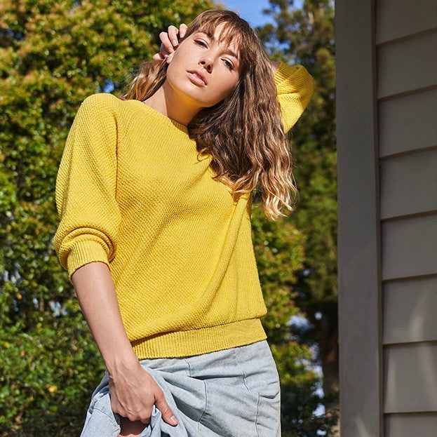 Lothlorian - Cotton & Merino Penny Textured Jumper (CM102 in )Buttercup