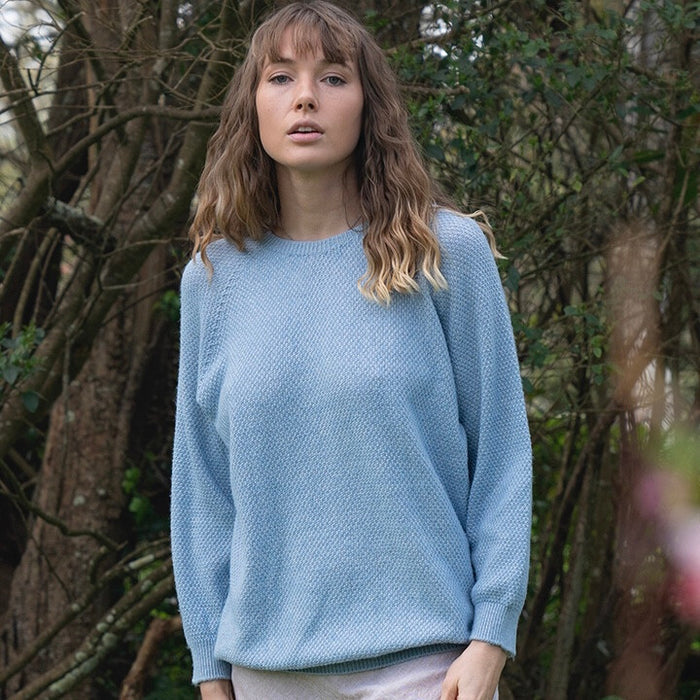 Lothlorian - Cotton & Merino Penny Textured Jumper (CM102) in Sky