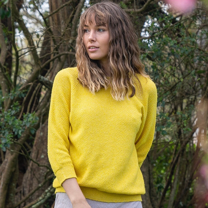 Lothlorian - Cotton & Merino Penny Textured Jumper (CM102) in Buttercup