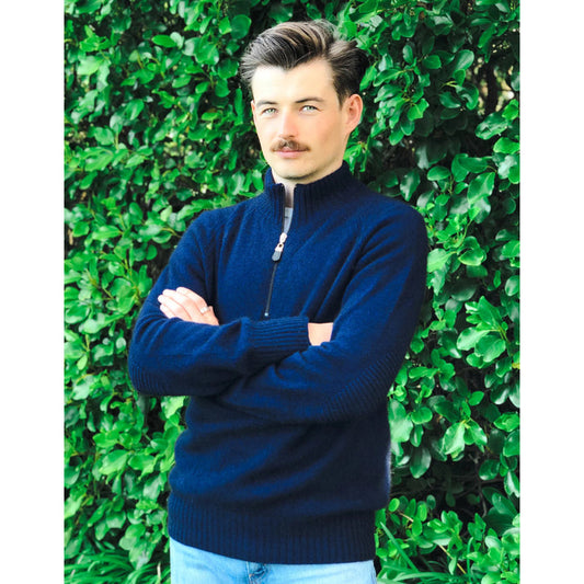 Lothlorian - Men's Merino & Possum Patch Jumper (9790)Midnight