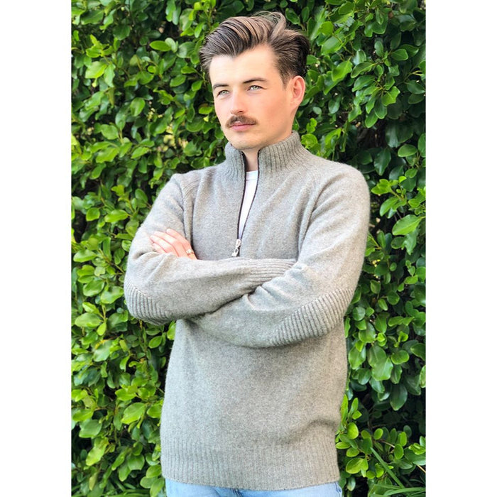 Lothlorian - Men's Merino & Possum Patch Jumper (9790)Silver