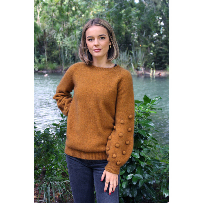 Lothlorian - Merino & Possum Bobble Sleeve Jumper (9781)Gold