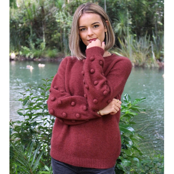 Lothlorian - Merino & Possum Bobble Sleeve Jumper (9781)Dusk
