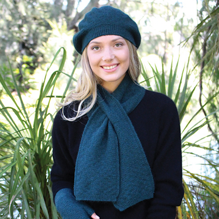 Tasman Merino and possum dash beret in colour