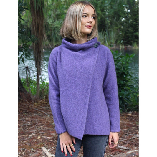 Lothlorian - Merino & Possum Enfold Jacket (9780)Heather