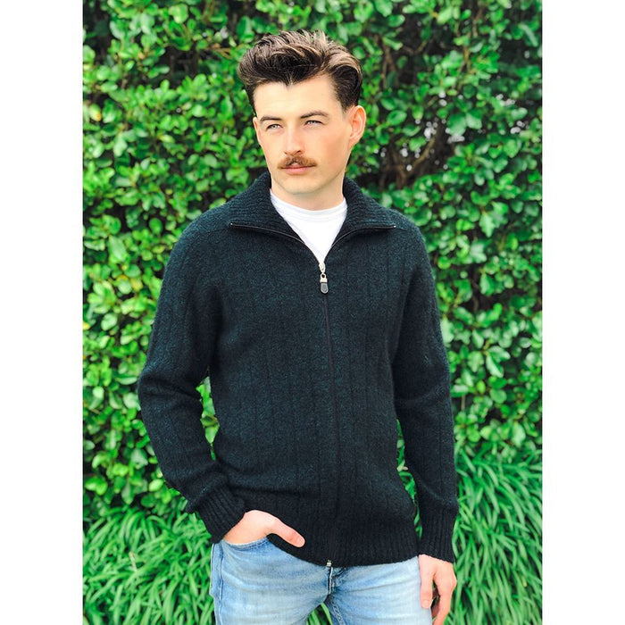 Lothlorian - Merino & Possum Men's Full Zip Jacket (9791)Tasman Marl