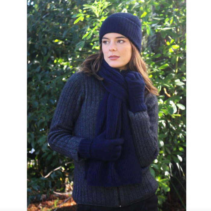 Lothlorian - Merino & Possum Turnback Scarf (9732) Midnight