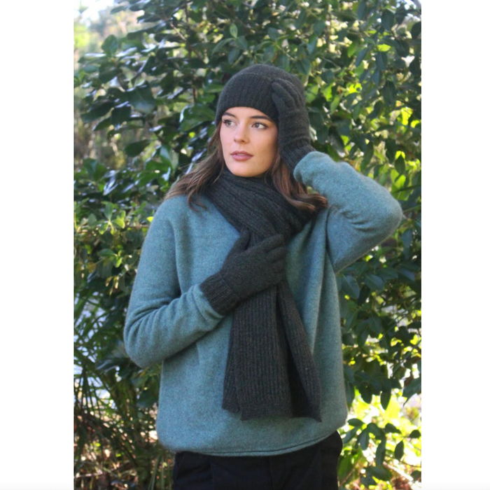 Lothlorian - Merino & Possum Turnback Scarf (9732) Moss