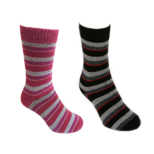 Pink and Pumpkin colour striped socks