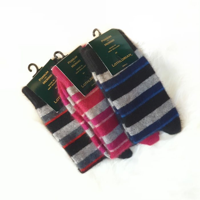 Three pairs of striped socks