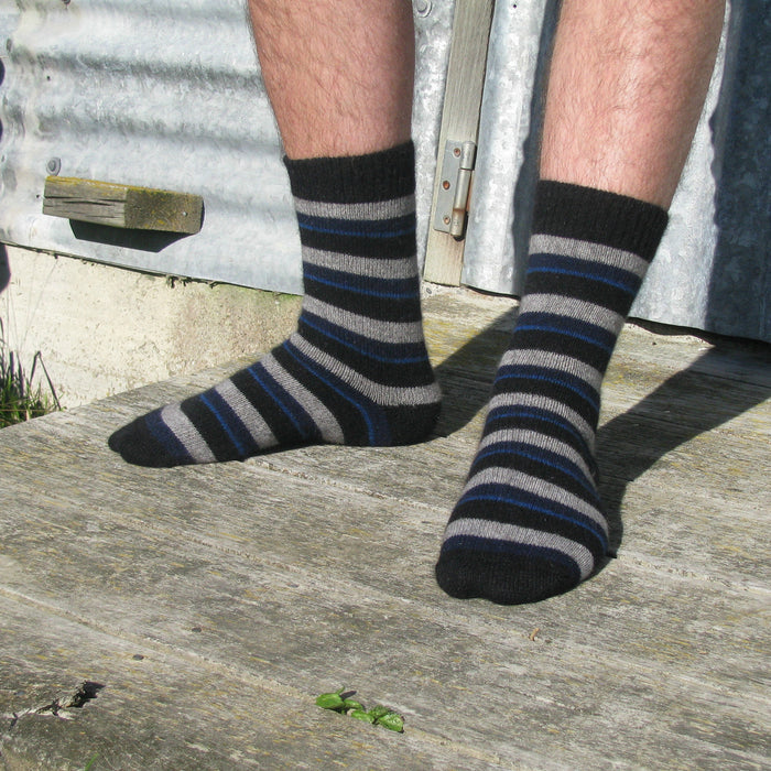 Striped socks in lagoon colour