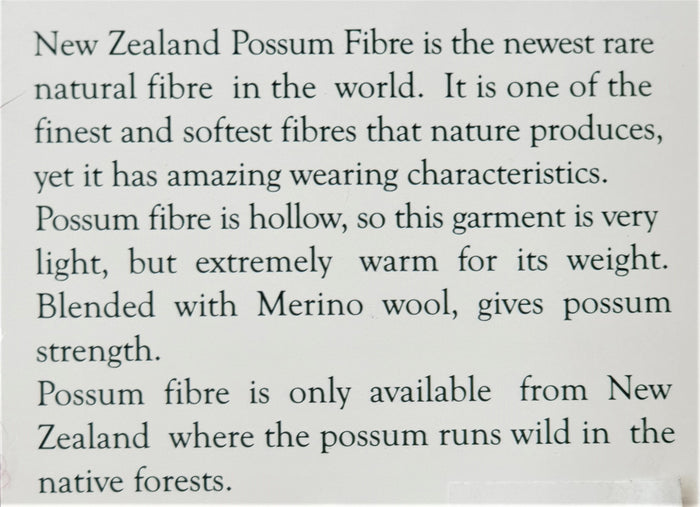 Write up of New Zealand Possum fibre