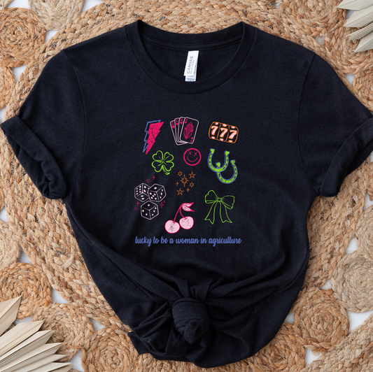 Lucky To Be A Woman In Ag- Bella Canvas T-Shirt