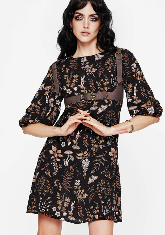 Luthien Shoulder Button Detail Mini Smock Dress