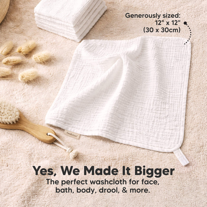 Yes, We Made It Bigger - The perfect washcloth for face, bath, body, drool, & more. Generously sized: 12" x 12" (30 x 30cm)