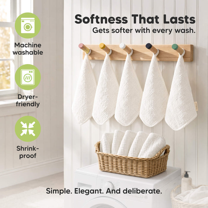 Softness That Lasts - Gets softer with every wash. Simple. Elegant. And deliberate. (Machine washable, Dryer-friendly, and Shrink-proof)