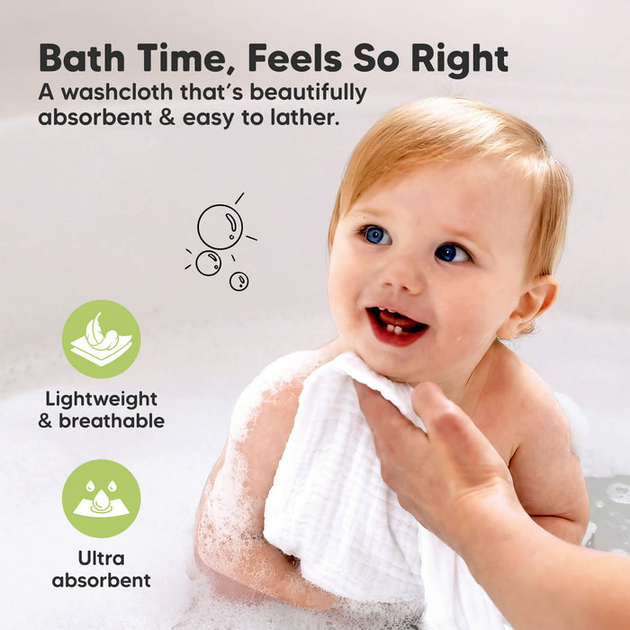 Bath Time, Feels So Right - A washcloth that's beautifully absorbent & easy to lather. Lightweight & breathable and Ultra absorbent.