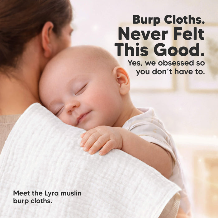 Burp Cloths, Never Felt This Good - Yes, we obsessed so you don't have to. Meet the Lyra muslin burp cloths.