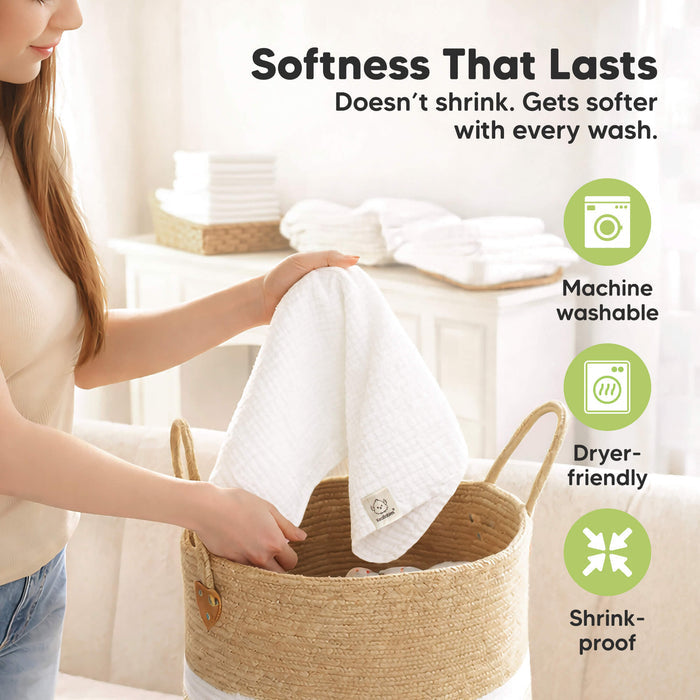 Softness That Lasts - Doesn't shrink. Gets softer with every wash. (Machine washable, Dryer-friendly, and Shrink-proof)