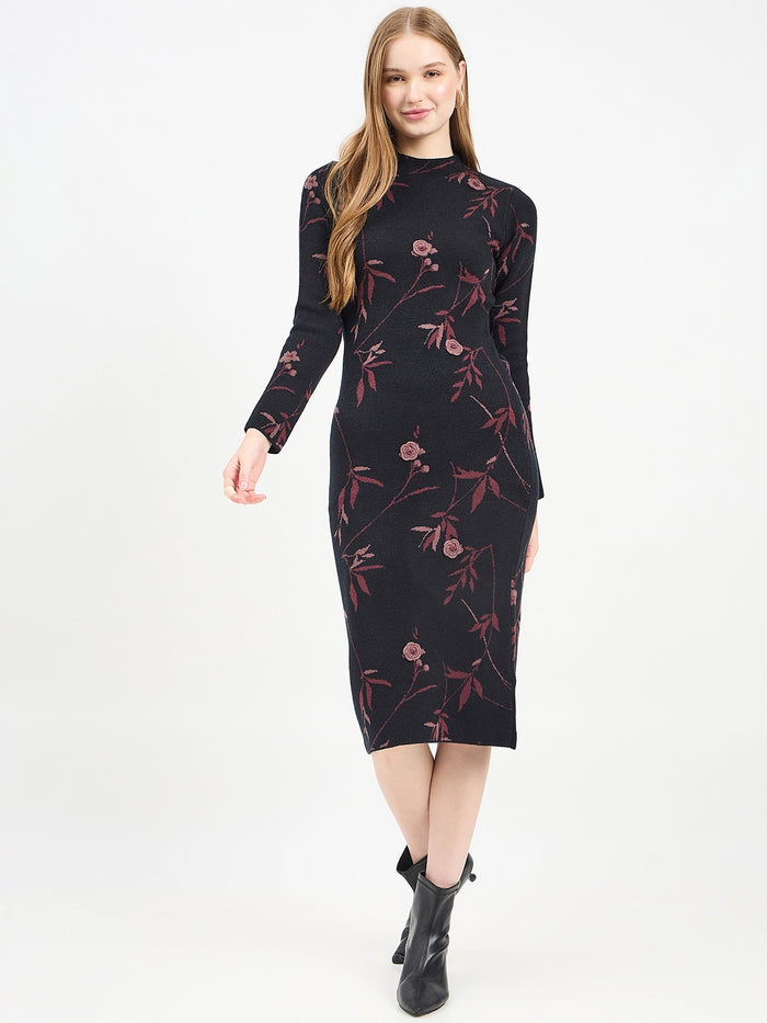 Madame Designer Black Knit Dress