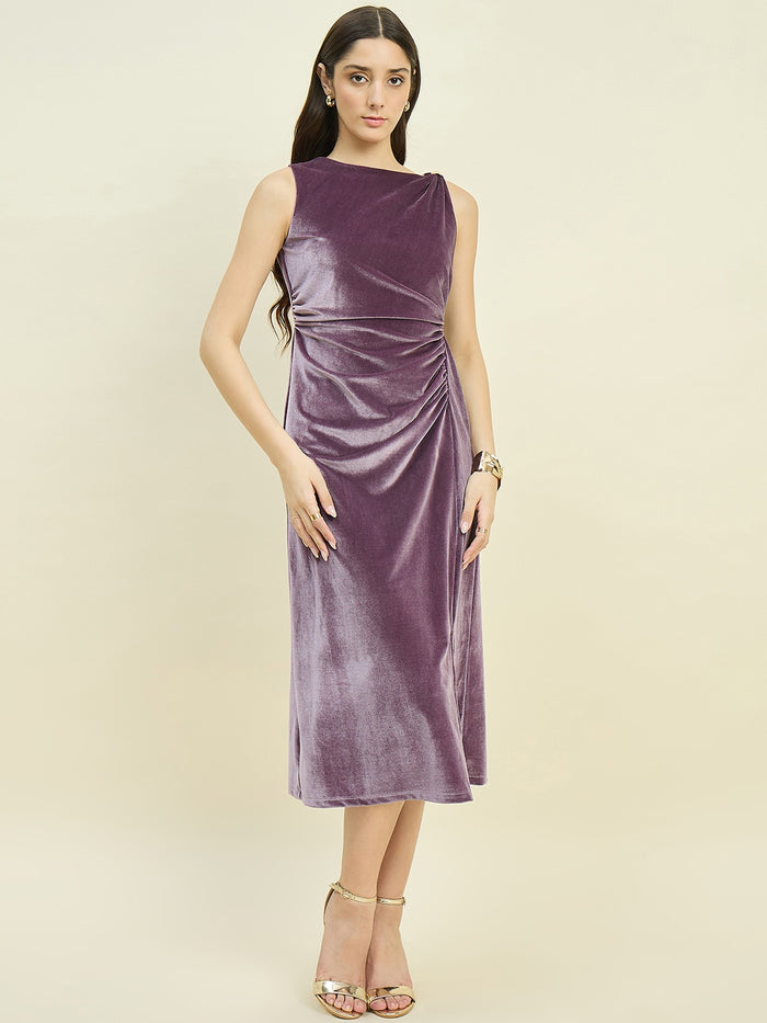 Madame Draped Purple Bodycon Dress