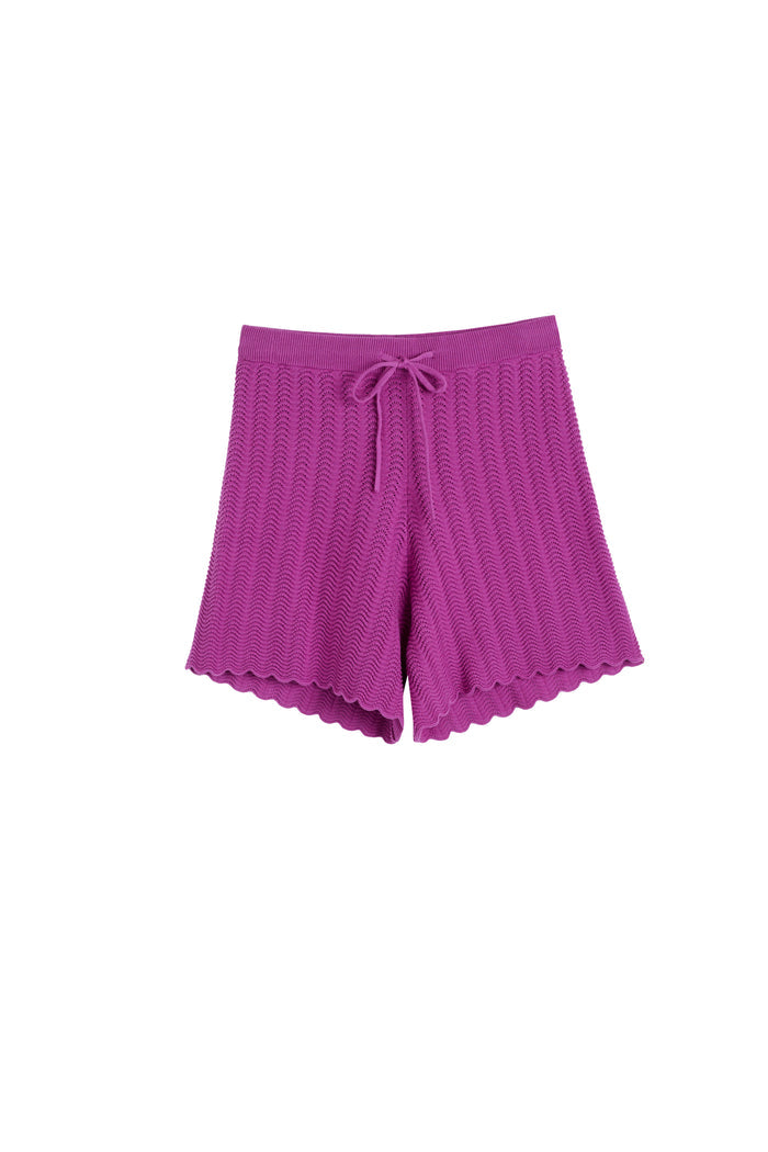 Magenta Cotton Crochet Shorts