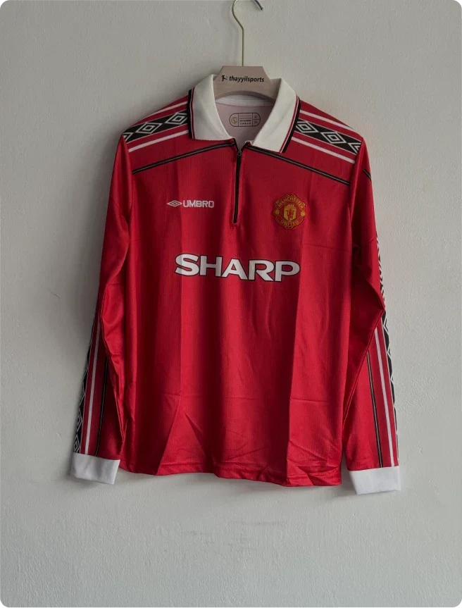 MANCHESTER UNITED 1998-99 HOME KIT BECKHAM FULLSLEEVE POLO