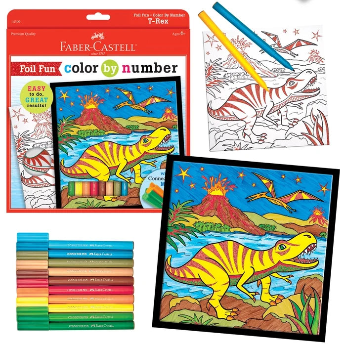 Marker Color By Number T-Rex Foil Fun Kit