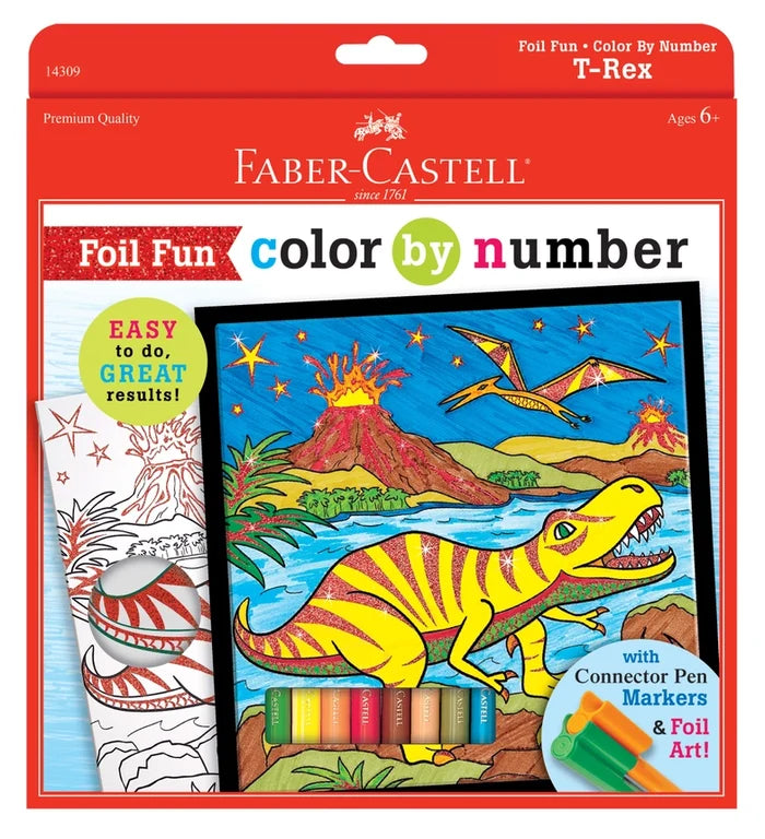 Marker Color By Number T-Rex Foil Fun Kit